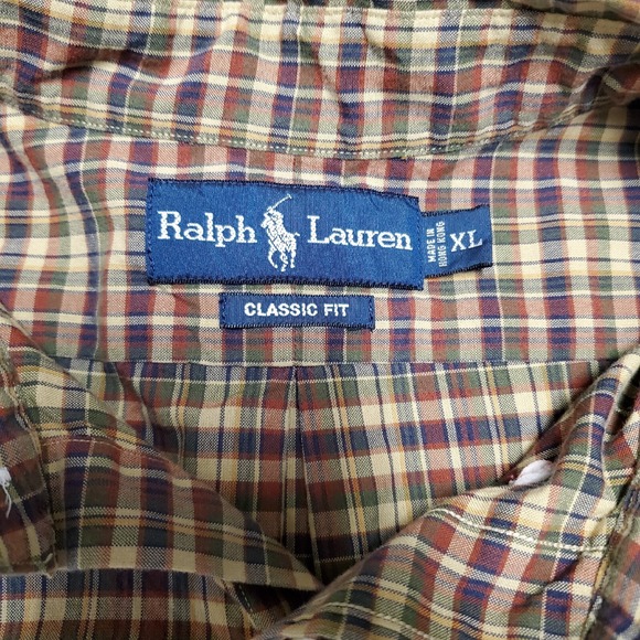 Ralph Lauren Men's Tan Plaid 100% Cotton Button Down Shirt Size XL - Picture 5 of 6